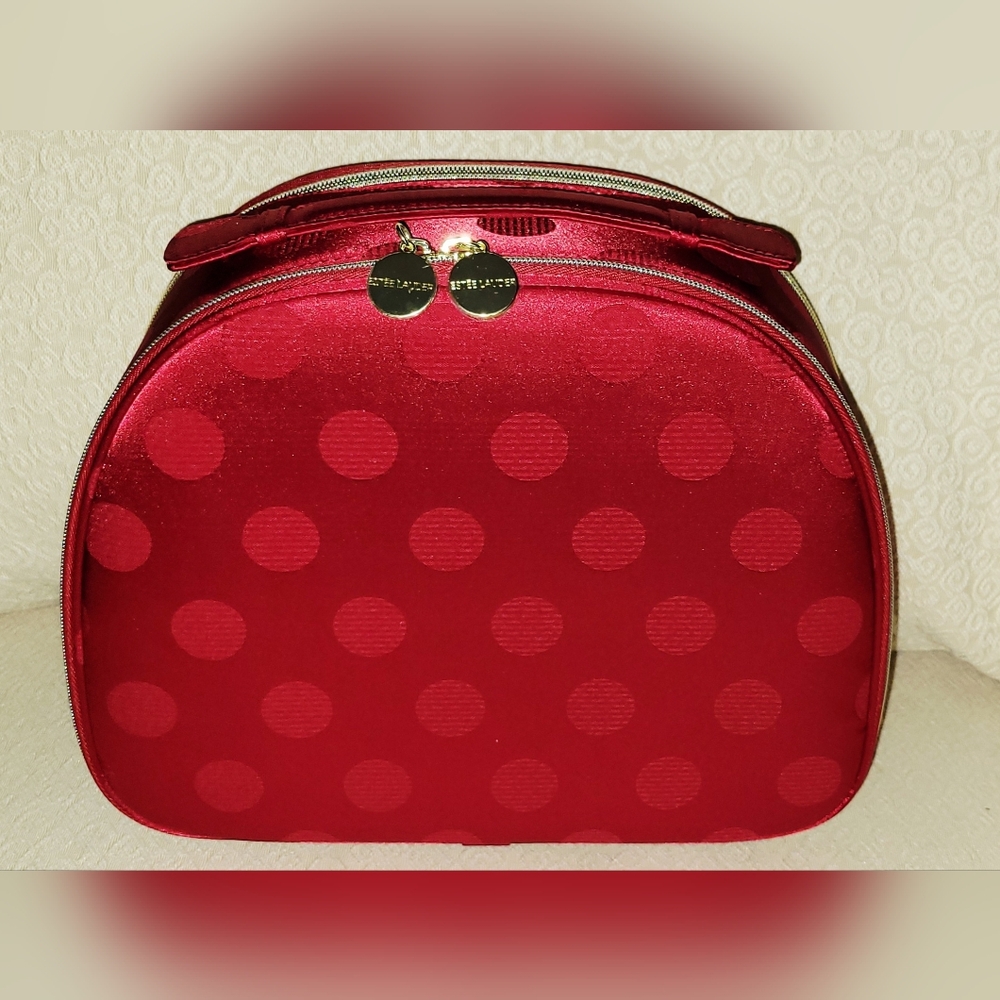 NEW ESTEE LAUDER TRAIN/ COSMETIC BAG/ MAKE-UP BAG.  TWO ZIPPERED COMPARTMENTS